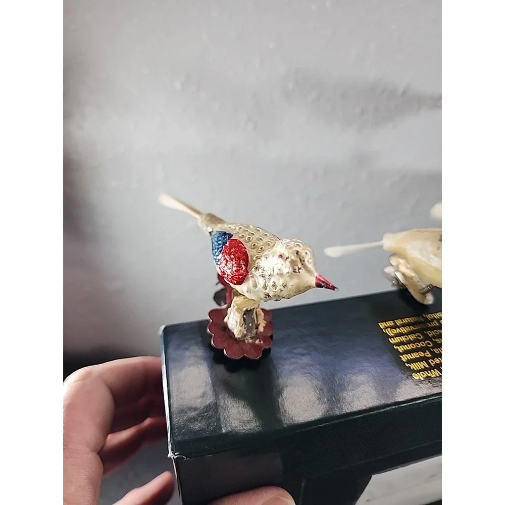 Vintage 1920's Mercury Glass Clip On‎ BIRD ORNAMENT With Tail 6